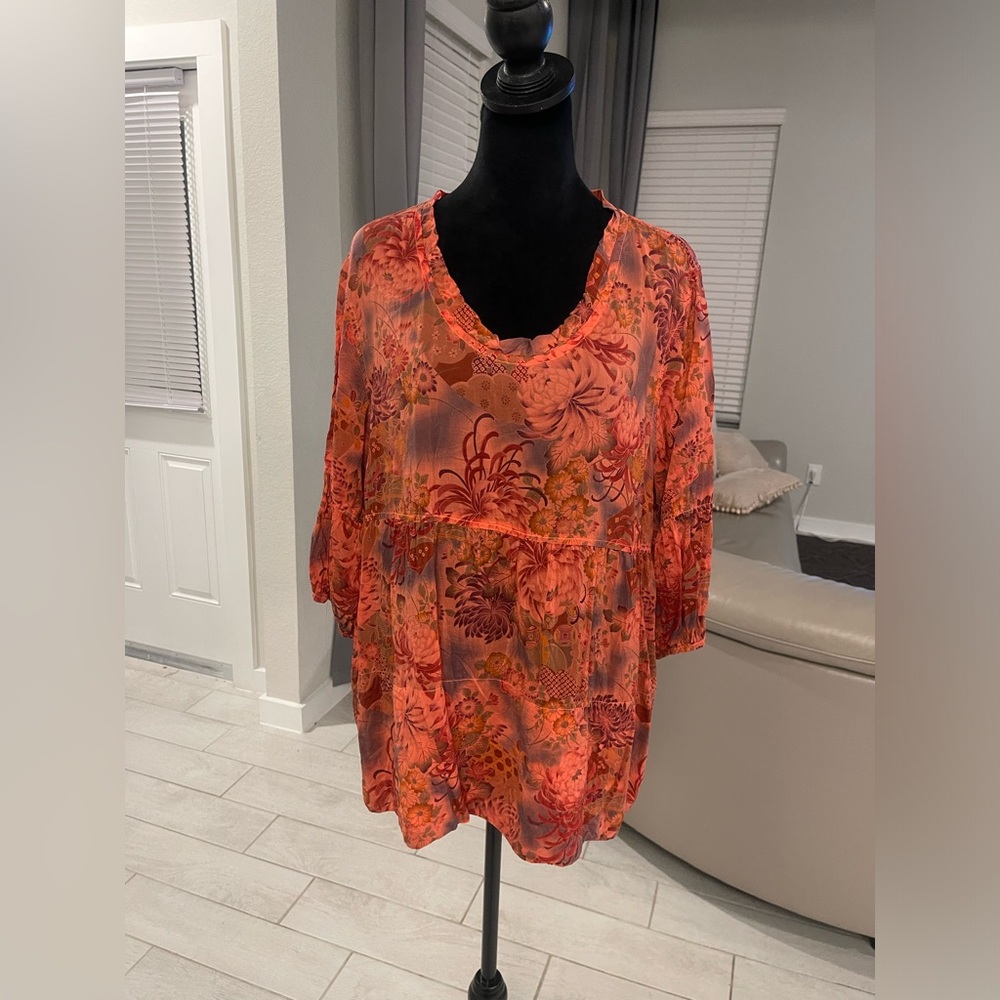 Tianello pre shrunk garment dye Tunic blouse XL